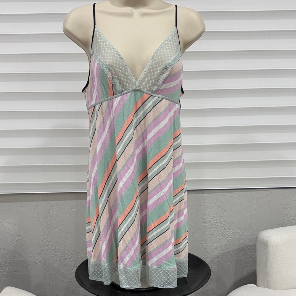 Victoria's Secret Vintage Pastel Multicolor Striped Chemise
